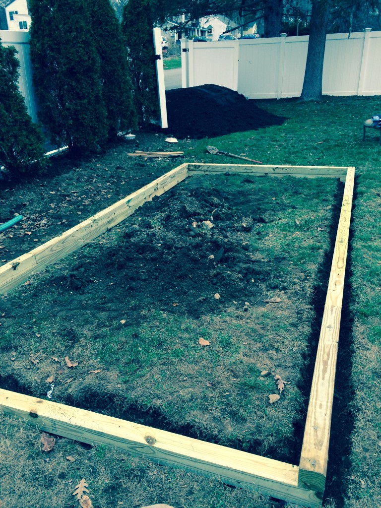 Built level garden with posts